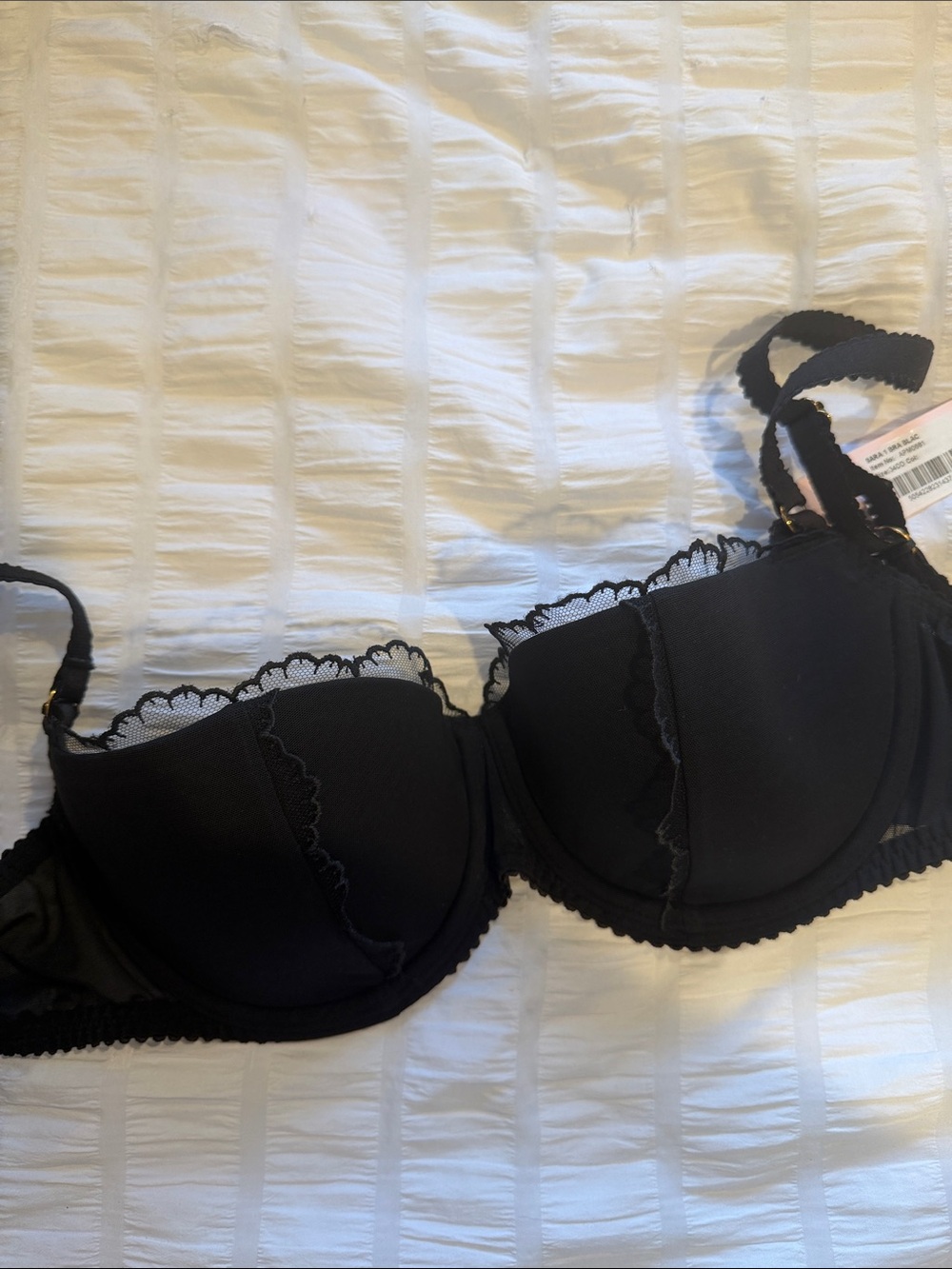 Sara Black Lace-Trim Underwire Bra